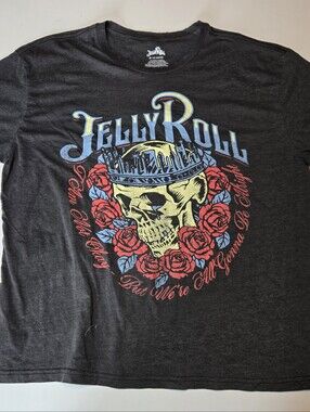 Jelly Roll Beautifully Broken Album T Shirt Mens Medium M Tracklist Skull NWT